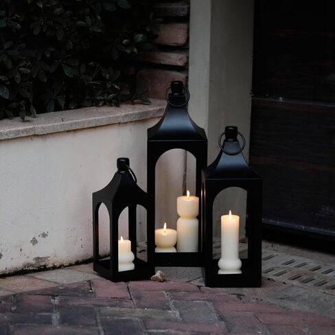 MOZEAL 25" Extra-Large Grace Spire Floor Lantern - Black Heavy Metal No Glass - Rust-Resistant, in/Out Use, for Fireplace/Patio/Entryway/Porch - Vers Event/Home - Vintage Holder for Pillar/LED Lights in Saudi Arabia