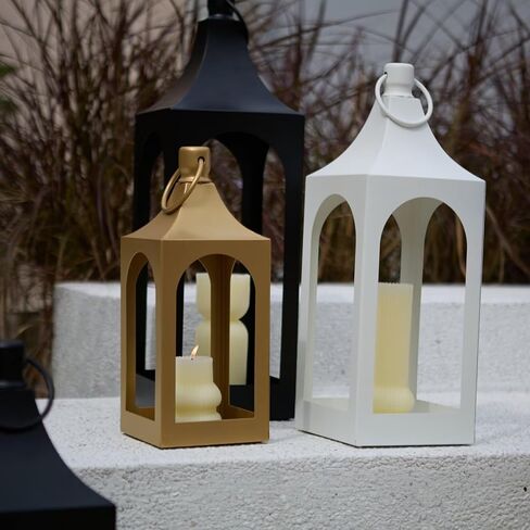 MOZEAL 25" Extra-Large Grace Spire Floor Lantern - Black Heavy Metal No Glass - Rust-Resistant, in/Out Use, for Fireplace/Patio/Entryway/Porch - Vers Event/Home - Vintage Holder for Pillar/LED Lights in Saudi Arabia