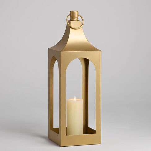 MOZEAL 25" Extra-Large Grace Spire Floor Lantern - Black Heavy Metal No Glass - Rust-Resistant, in/Out Use, for Fireplace/Patio/Entryway/Porch - Vers Event/Home - Vintage Holder for Pillar/LED Lights in Saudi Arabia