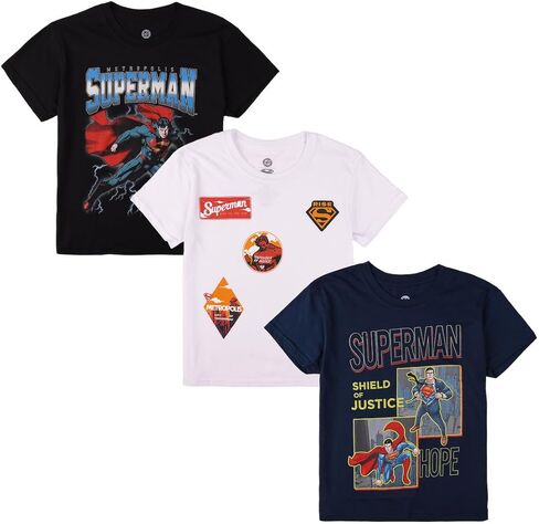 مجموعة تي شيرت Bioworld Superman Lightning Boy مكونة من 3 قطع برقبة دائرية وأكمام قصيرة in Kuwait