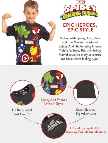 Marvel Shirt, Spidey and His Amazing Friends Boys Shirt, Short Sleeve Kids Tshirt, Superhero Boys Tee Shirts in Saudi Arabia