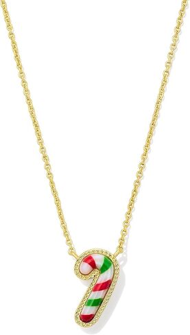 Kendra Scott Candy Cane Short Pendant Necklace, Red Green Mix, 14k Gold-Plated Brass, Fashion Jewelry for Women in Saudi Arabia