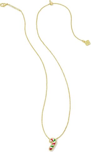Kendra Scott Candy Cane Short Pendant Necklace, Red Green Mix, 14k Gold-Plated Brass, Fashion Jewelry for Women in Saudi Arabia