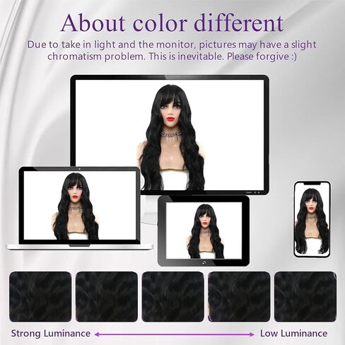 Black Wigs with Bangs for Women 26 Inch Black Wig Long Wavy Wigs With Bangs Curly Synthetic Wig Heat Resistant Synthetic Colorful Wavy Wigs Cosplay Wig in Saudi Arabia