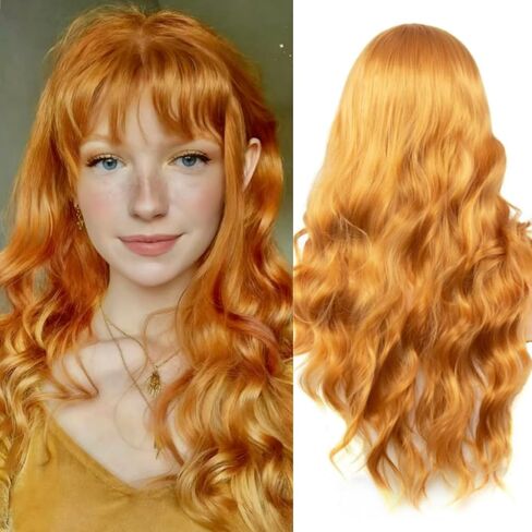 Black Wigs with Bangs for Women 26 Inch Black Wig Long Wavy Wigs With Bangs Curly Synthetic Wig Heat Resistant Synthetic Colorful Wavy Wigs Cosplay Wig in Saudi Arabia
