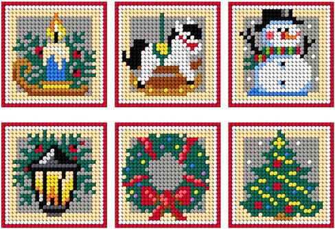 Counted Cross-Stitch Kit on Plastic Canvas with Snowmen. 4 Christmas Ornaments Different Dimensions 129CS. Wonderful for Embroidery & Craft Amateurs in Saudi Arabia