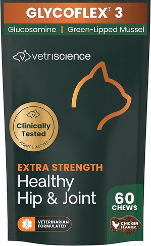 VetriScience GlycoFlex Plus Chondroitin Joint Support Cat Supplements, Creamy Chicken Flavor, 30 Chews - Clinically-Proven Hip and Joint Health Supplement with MSM, DMG and Glucosamine for Catsâ€‹ in Saudi Arabia