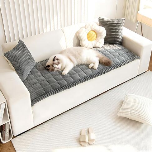 Sofa Covers Washable and Couch Covers for Dogs - Non Slip, Cover Couch Covers for 3 Cushion Couch Sofa Pet Friendly (Dark Grey, 27.6" x 70.9") in Saudi Arabia