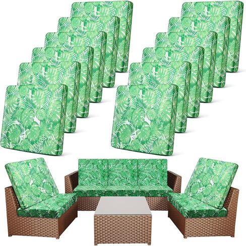 Newwiee 12 Pcs Patio Stretch Outdoor Cushion Covers Sofa Couch Covers Replacement Couch Slipcover for Sofa Seat Chair Porch Patio Furniture Protector, Flexibility and Washable(Moroccan,Navy Blue) in Saudi Arabia