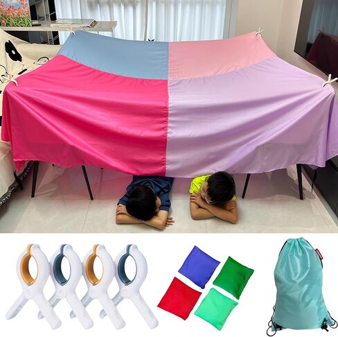 Fort Building Kit for Kids - Large Lightweight Blanket Fort Making kit and Clips - Portable Playhouse Play Tent Fort - Indoor/Outdoor Girls/Boys Toys Ages 4-5 6 7 8-12 in Saudi Arabia
