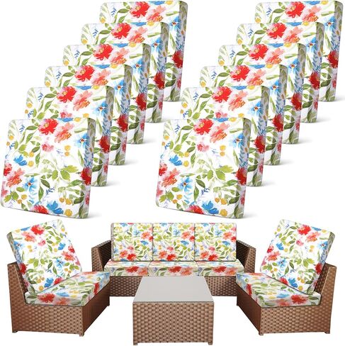 Newwiee 12 Pcs Patio Stretch Outdoor Cushion Covers Sofa Couch Covers Replacement Couch Slipcover for Sofa Seat Chair Porch Patio Furniture Protector, Flexibility and Washable(Moroccan,Navy Blue) in Saudi Arabia