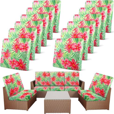 Newwiee 12 Pcs Patio Stretch Outdoor Cushion Covers Sofa Couch Covers Replacement Couch Slipcover for Sofa Seat Chair Porch Patio Furniture Protector, Flexibility and Washable(Moroccan,Navy Blue) in Saudi Arabia