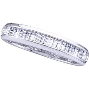 .925 Sterling Silver Womens Baguette Diamond Wedding Band 1/4 Cttw (I2-I3 clarity; J-K color) in Kuwait