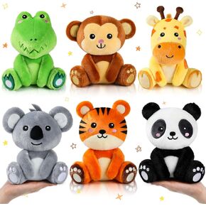 6 Pcs Small Stuffed Safari Animals Bulk, 7 Inch Jungle Animals Stuffed Toys, Adorable Plush Lion Zebra Giraffe Tiger Hippo Elephant for Baby Shower Safari Jungle Themed Party Student Award in Kuwait