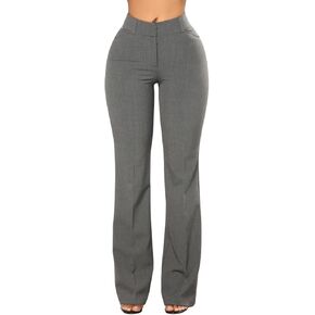 Women's Dressy Work Pants High Waisted Casual Straight Leg Pleated Business Office Trousers with Hidden Buttons in Saudi Arabia