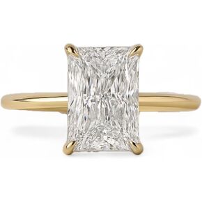 Elongated Radiant Cut Moissanite Ring 14K Solid Yellow Gold Solitaire Minimalist Engagement Jewelry Elegant Gift for Bride in Kuwait