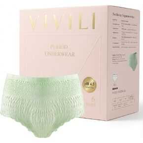 pH 4.5 Period Underwear (Overnight, Sage Green) - Holds 8 Tampons (400ml). Bio-Silk Disposable Panties for Heavy Flow, Postpartum, Incontinence. 17x Drier Than Cotton (6 Count) in Saudi Arabia