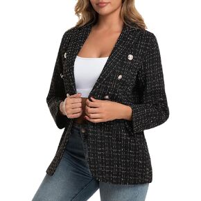 بليزر للنساء، كاجوال للعمل، سترة من الكتان المنقوش من التويد in Kuwait