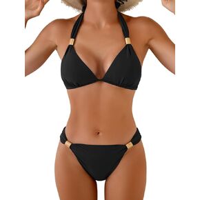 Bikini Sets for Women Halter Two Piece Bathing Suit V Neck Tie Back Swimsuit in Kuwait