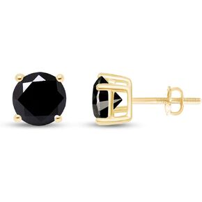 (0.04 CT- 0.25 CT) Round Black Natural Diamond Screw Back Stud Earrings For Womens And Mens In 14k Gold 0.04 Cttw - 0.25 Cttw in Kuwait