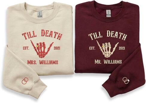 Till Death Couple Design Custom Embroidered Sweatshirt – Matching Couple Gift for Anniversary, Valentine's Day in Saudi Arabia