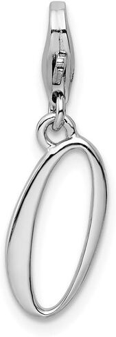 925 Sterling Silver Rhodium-plated Polished Numeric Number Charm Pendant in Saudi Arabia