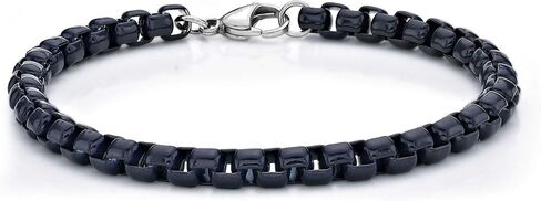 Metro Jewelry Red or Blue Acrylic Thin Franco Bracelet for Men in Stainless Steel - 9 Inches Long 6 mm Wide with Lobster Claw Clasp in Saudi Arabia