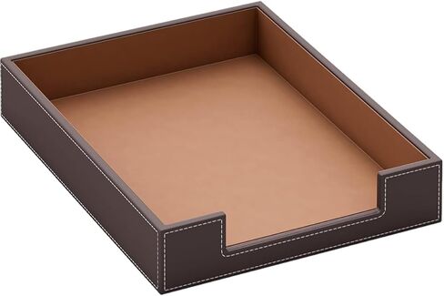 صينية رسائل جلدية ، منظم مكتب الأنيقة المتأخرة للمستلزمات المكتبية والبريد والورق والملف والمجلة ومؤسسة المكاتب المثالية لسطح المكتب (أسود) in Kuwait