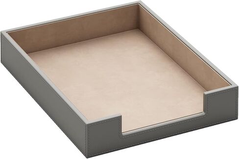 Leather Letter Tray, VOYUTHY Elegant Desk Organizer for Office Supplies, Mail, Paper, File, Magazine, Perfect Office Organization for Desktop (Black) in Saudi Arabia