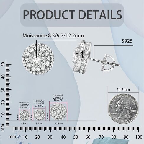 جولة S925 VVS مويسانيتي الاصطناعية الهيب هوب بلينغ خارج أقراط دائرية مجوهرات هدية عيد ميلاد مثالية لعيد الأم للرجال النساء الأقراط الفضية الأقراط الذهبية مجموعة الزفاف in Kuwait