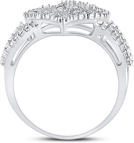 Sterling Silver Womens Round Diamond Nested Double Heart Ring 1/20 Cttw in Saudi Arabia