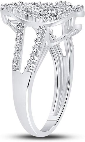 Sterling Silver Womens Round Diamond Nested Double Heart Ring 1/20 Cttw in Saudi Arabia