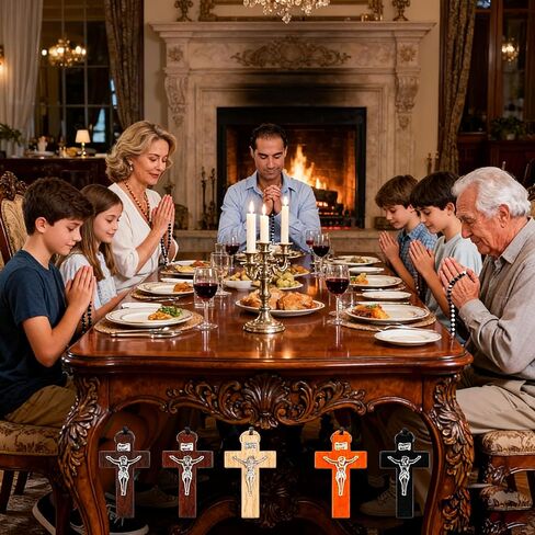 48 قطعة من خرز المسبحة الخشبية، مسبحة كاثوليكية خشبية مصنوعة يدويًا مع حقائب صليب وأورجانزا، هدايا المناولة الأولى والمعمودية، هدايا دينية للرجال والنساء in Kuwait