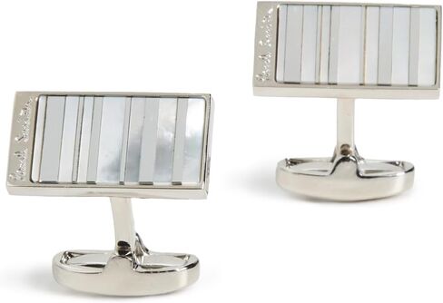 Paul Smith Men's Mother Of Pearl Stripe Cufflinks, Silver, One Size in Saudi Arabia
