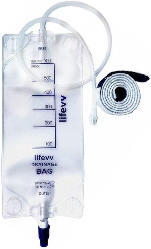 600 ML Urine Drainage Bag, Drainage w/Clear Bag, Nephrostomy Bag,with 24" Silicone Tube,Twist Drain Valve (4 Pack) in Saudi Arabia