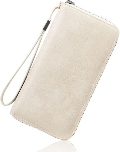 High-Capacity Genuine Leather Long Purse for Women with Smart Credit Card Organization and Wristlet Strap (Black) in Saudi Arabia