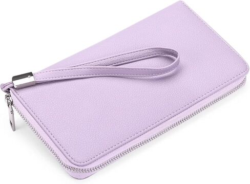High-Capacity Genuine Leather Long Purse for Women with Smart Credit Card Organization and Wristlet Strap (Black) in Saudi Arabia