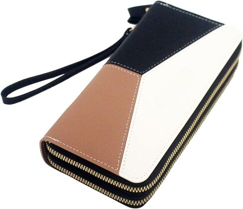 Large Capacity Wallet for Women with Wristlet Zip Around Long Purse & Phone Pocket (Khaki red) in Saudi Arabia