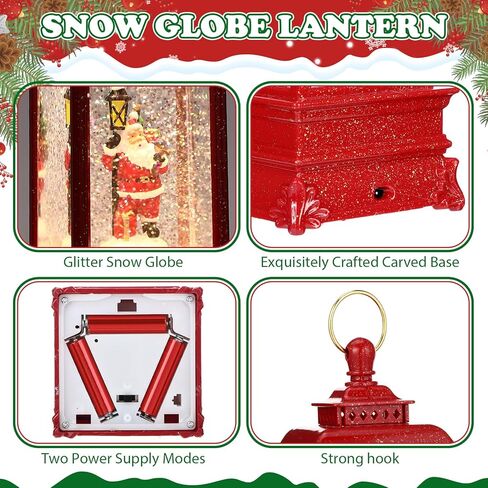 3 Pcs Christmas Snow Globe Lantern with Music Decorative 7.8" Lighted Snowman Santa Christmas Tree Water Glittering Hanging Ornament Light Gifts for Xmas Tabletop Centerpiece Decoration in Saudi Arabia