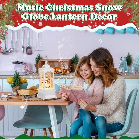 3 Pcs Christmas Snow Globe Lantern with Music Decorative 7.8" Lighted Snowman Santa Christmas Tree Water Glittering Hanging Ornament Light Gifts for Xmas Tabletop Centerpiece Decoration in Saudi Arabia