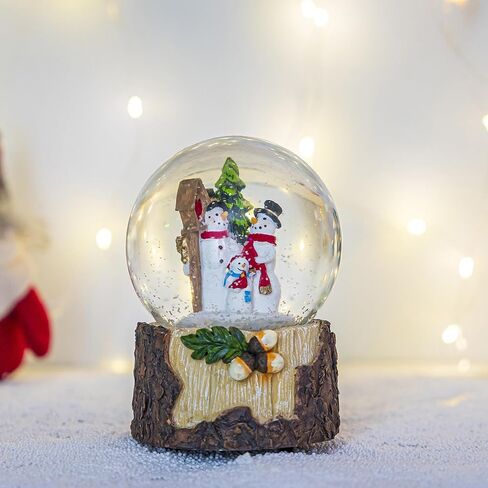 Christmas Snowmen Family Scene Snow Globe, Crystal Glitter Musical Glass Water Ball Holiday Decor for Home & Office, 5.5''H Globe 100mm Ball Decoration for Party Gifts in Saudi Arabia