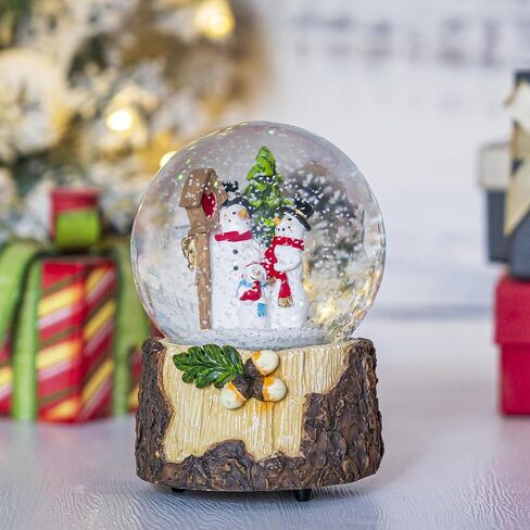Christmas Snowmen Family Scene Snow Globe, Crystal Glitter Musical Glass Water Ball Holiday Decor for Home & Office, 5.5''H Globe 100mm Ball Decoration for Party Gifts in Saudi Arabia
