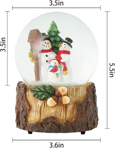 Christmas Snowmen Family Scene Snow Globe, Crystal Glitter Musical Glass Water Ball Holiday Decor for Home & Office, 5.5''H Globe 100mm Ball Decoration for Party Gifts in Saudi Arabia