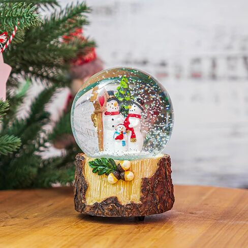 Christmas Snowmen Family Scene Snow Globe, Crystal Glitter Musical Glass Water Ball Holiday Decor for Home & Office, 5.5''H Globe 100mm Ball Decoration for Party Gifts in Saudi Arabia