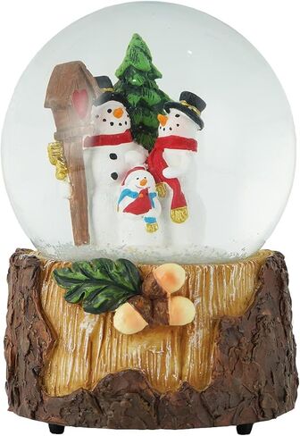 Christmas Snowmen Family Scene Snow Globe, Crystal Glitter Musical Glass Water Ball Holiday Decor for Home & Office, 5.5''H Globe 100mm Ball Decoration for Party Gifts in Saudi Arabia