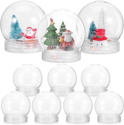 VOSAREA 10pcs Clear Plastic Snow Globes Fillable Snow Globe Ornaments with Screw Off Caps Round Empty Fillable Jar Winter Holiday Ornament for DIY Crafts Making Christmas Decoration in Saudi Arabia