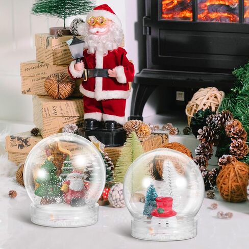 VOSAREA 10pcs Clear Plastic Snow Globes Fillable Snow Globe Ornaments with Screw Off Caps Round Empty Fillable Jar Winter Holiday Ornament for DIY Crafts Making Christmas Decoration in Saudi Arabia