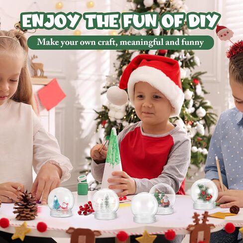 VOSAREA 10pcs Clear Plastic Snow Globes Fillable Snow Globe Ornaments with Screw Off Caps Round Empty Fillable Jar Winter Holiday Ornament for DIY Crafts Making Christmas Decoration in Saudi Arabia