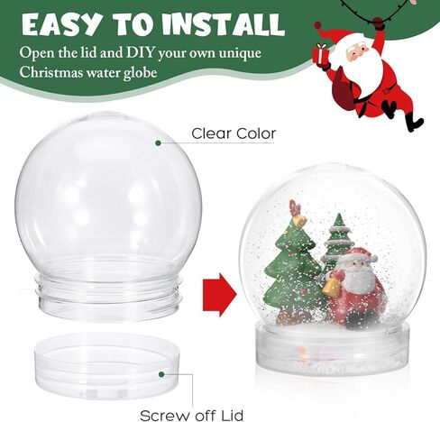 VOSAREA 10pcs Clear Plastic Snow Globes Fillable Snow Globe Ornaments with Screw Off Caps Round Empty Fillable Jar Winter Holiday Ornament for DIY Crafts Making Christmas Decoration in Saudi Arabia