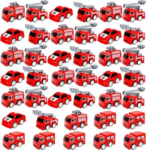 40 Pcs Mini Pullback Fire Truck Toy Small Pull Back Firetrucks Toy Bulk Plastic Fire and Emergency Toy Trucks Set for Kids Fireman Party Favors, 8 Styles in Saudi Arabia